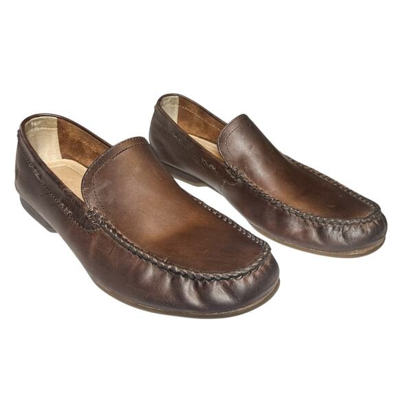 Frye Men's Lewis Venetian Leather Driving Moccasin Loafer Shoe Dark Brown 9 - Picture 1 of 15